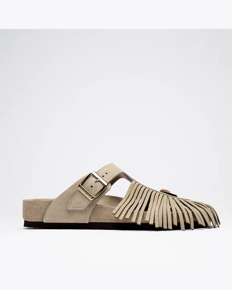 Birkenstock Etro Gizeh Long Fringes Leve Taupe Exq Grau