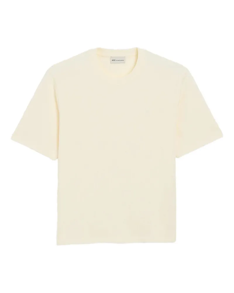 AMI Paris Tshirt With Tonal Embossed Ami de Coeur Beige