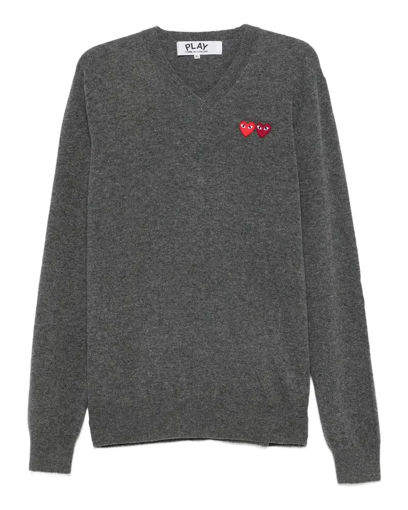 Comme des Garçons u Sweater Double Burgendy Emblem Knit Grau