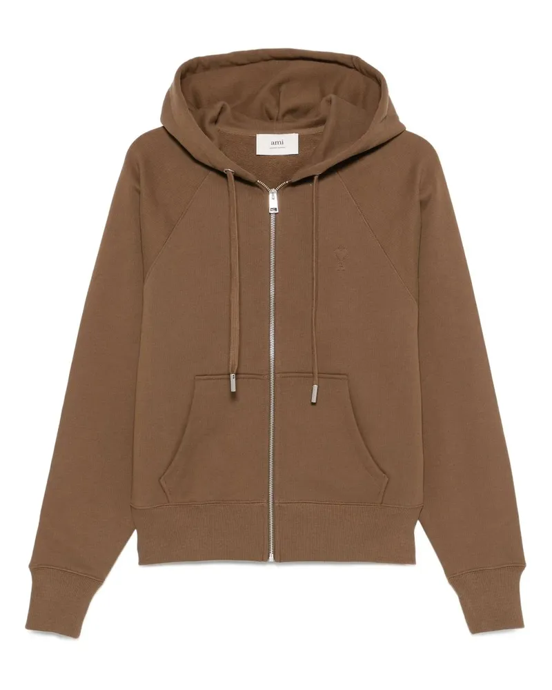 AMI Paris Sweatshirt Adc Hoodie With Zip Braun