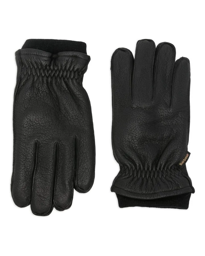 Barbour Highfield Leather Gloves Schwarz