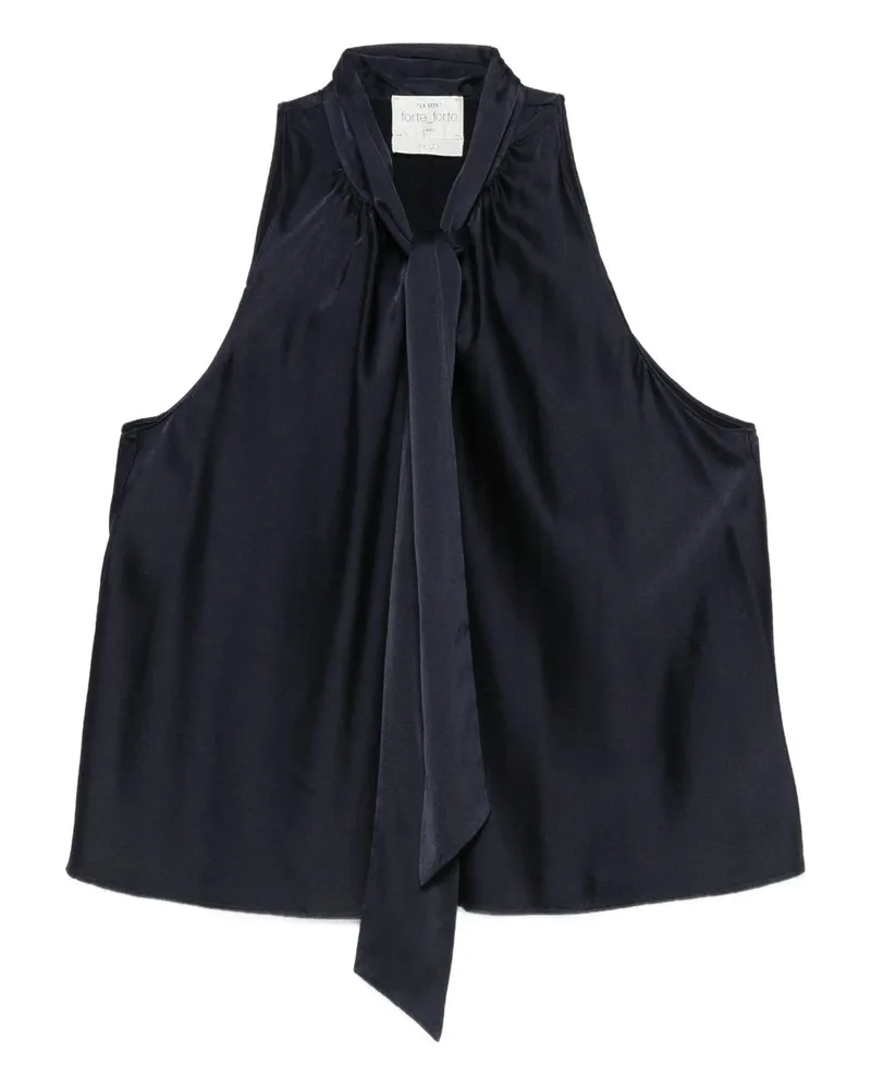 forte_forte Heavy Stretch Silk Satin Bow-tie Top Schwarz