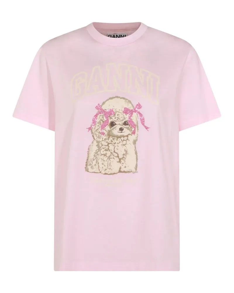 Ganni Basic Cotton Jersey T-shirt Rose