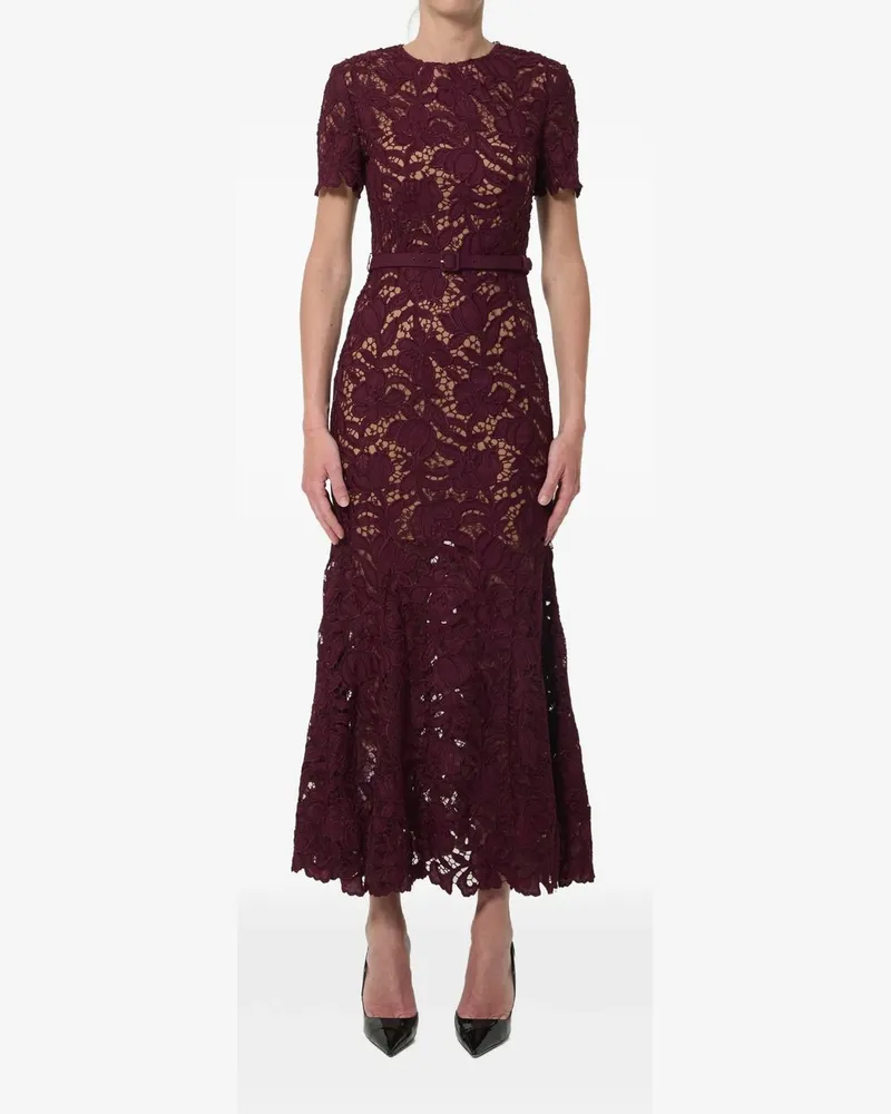Self-Portrait Burgundy Lace Midi Dress Bordeaux