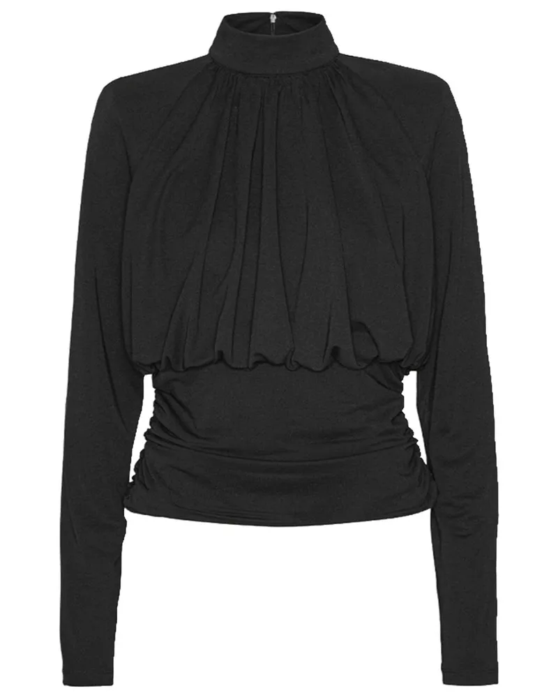 ROTATE Birger Christensen Ruched ls Top 114720100 Schwarz