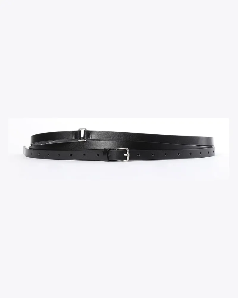 Ann Demeulemeester Kepa 1,5cm Triple Wrap Belt Oily Calf Skin Schwarz