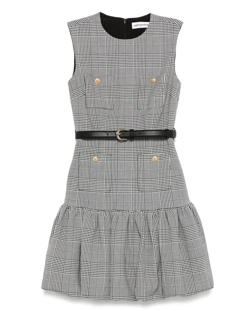 Self-Portrait Prince of Wales Check Mini Dress Schwarz