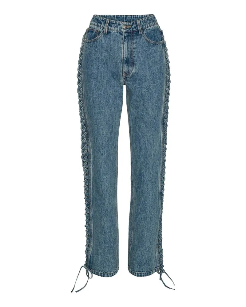 ROTATE Birger Christensen Laced Straight Jeans Blau