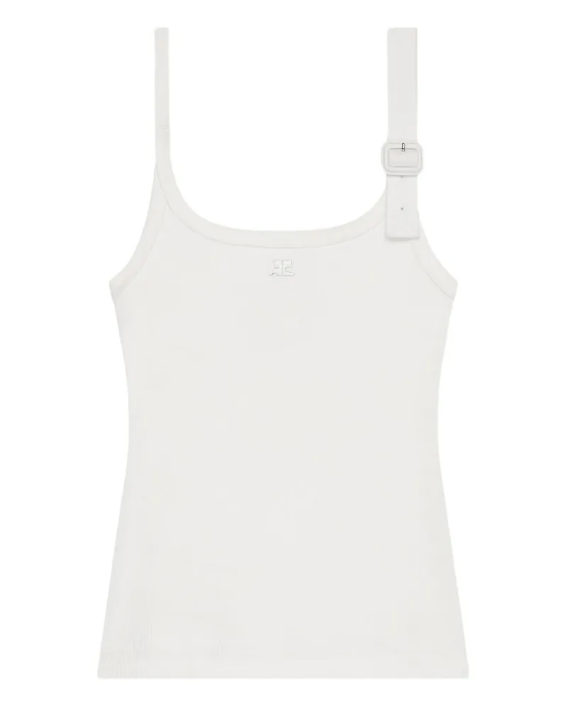 Courrèges Buckle 90`s Rib Tank Top Weiß