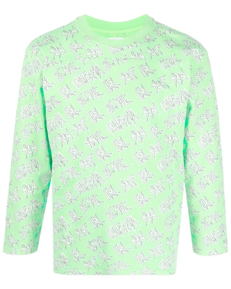 ERL Unisex Bedrucktes Langarmshirt Strick 06t014 Grün