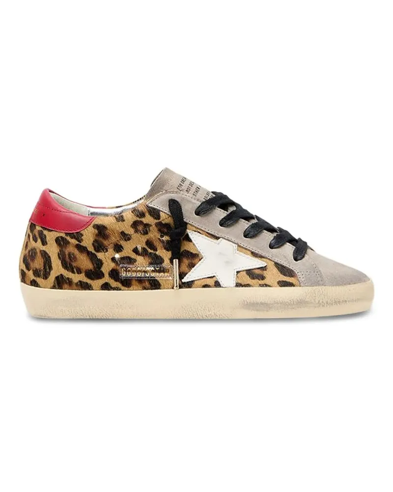 Golden Goose Super-star Leopard Horsy Upper Leather Star And Heel Suede Toe And Tongue Braun