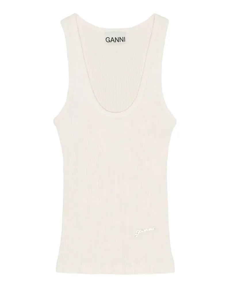 Ganni Heavy Rib Jersey Tank Top Weiß