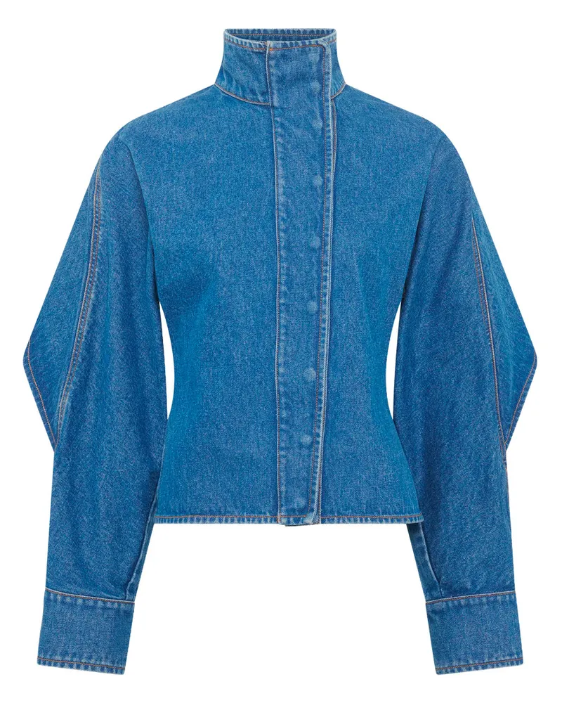 Marine Serre Moon Laser Blue Wash Denim ls Shirt Wsi033acden0002 Blau