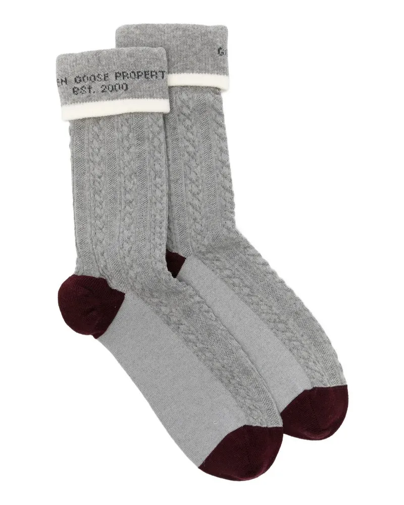Golden Goose Socks High Rib/braid/ Jacquard Logo Grau