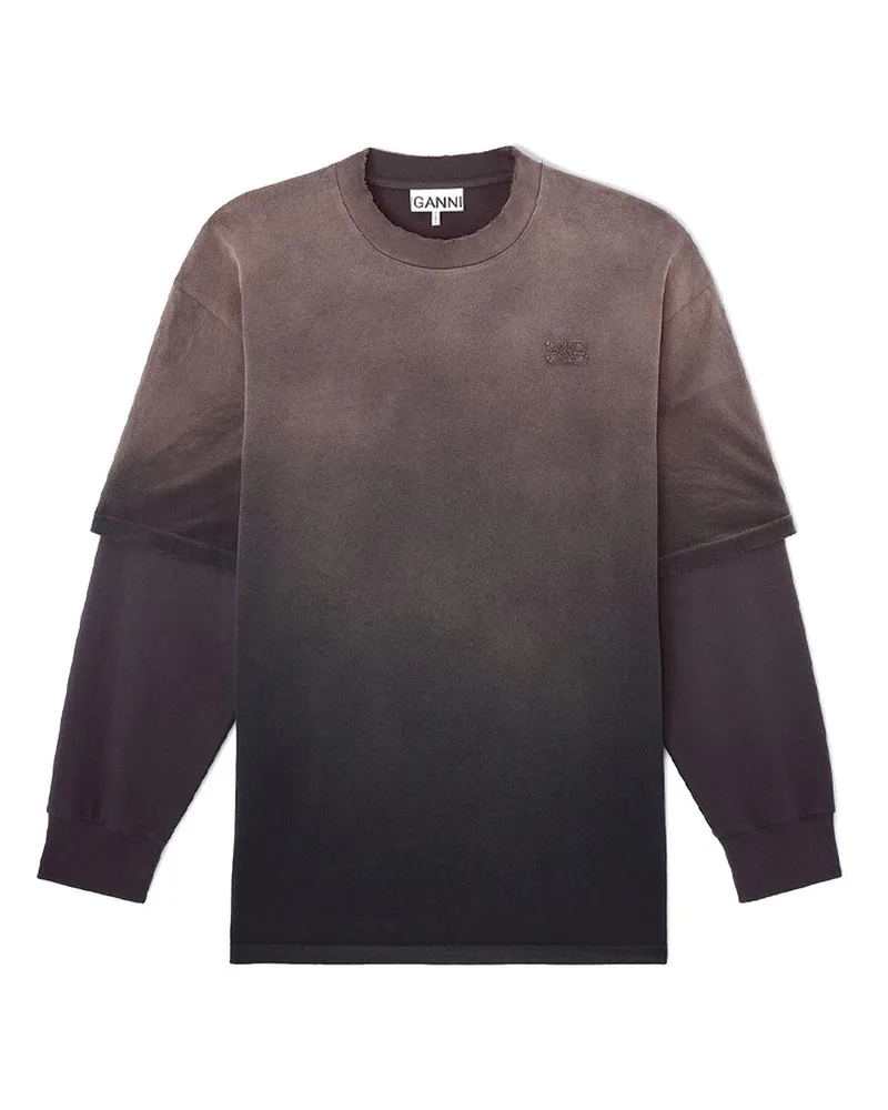 Ganni Heavy Cotton Jersey Longsleeve Washed Effect Mehrfarbig