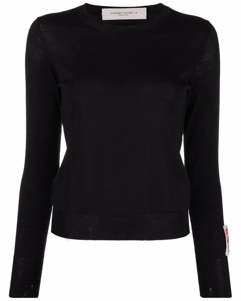 Golden Goose Golden W`s Regular Knit Crew Neck Light Wool Merino Schwarz