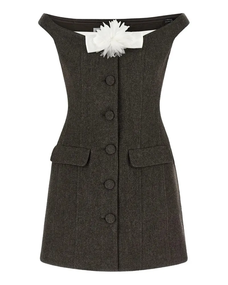 Self-Portrait Brown Off Shoulder Collar Mini Dress Braun