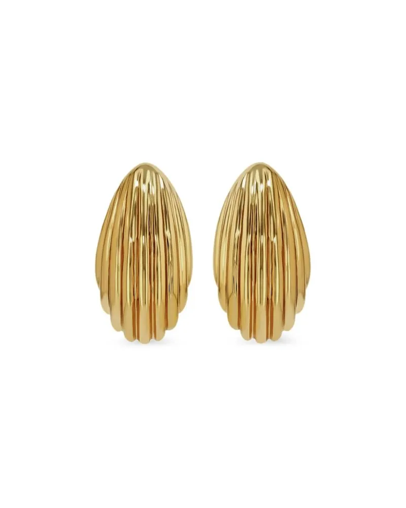 Anine Bing Small Ribbed Drop Earrings - Gold Gold