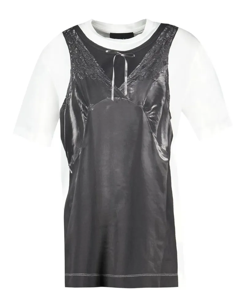 Simone Rocha Patchwork Satin Trompe L`oeil Print T-shirt Schwarz
