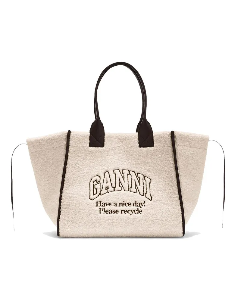 Ganni Shopper Xxl Shearling Weiß