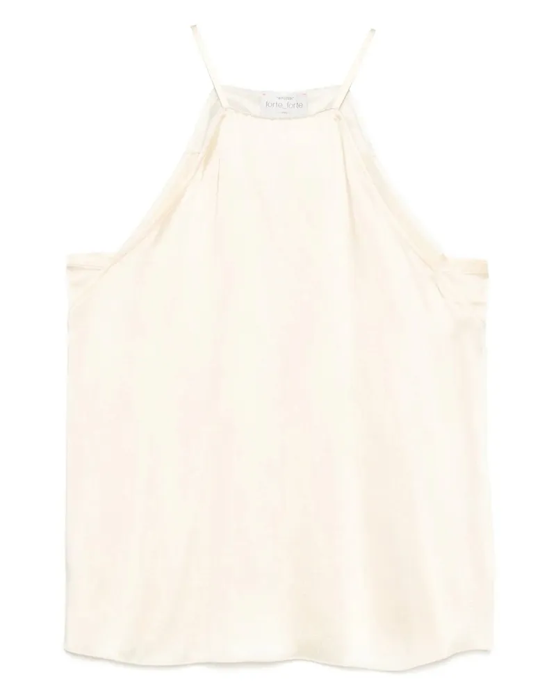 forte_forte Silver Pinstripe Satin Strap Top Weiß