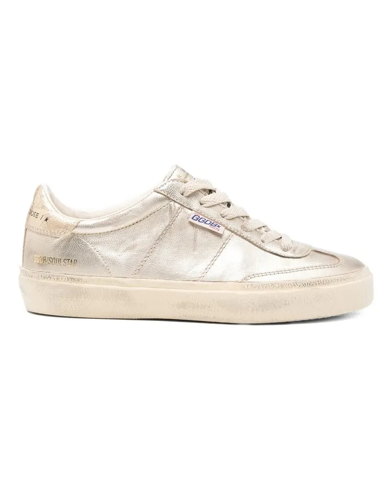 Golden Goose Soul-star Laminated Upper Toe And Tongue Crack Suede Heel Gold