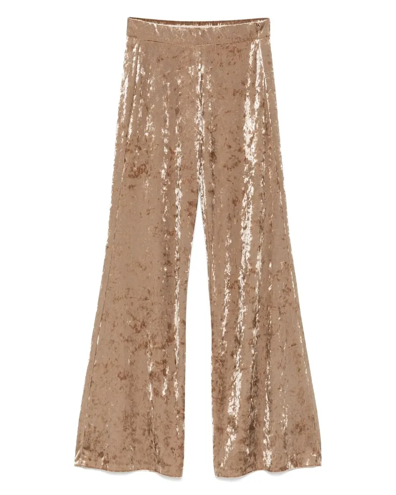 forte_forte Iridescent Stretch Velvet High Waist Pants Orange