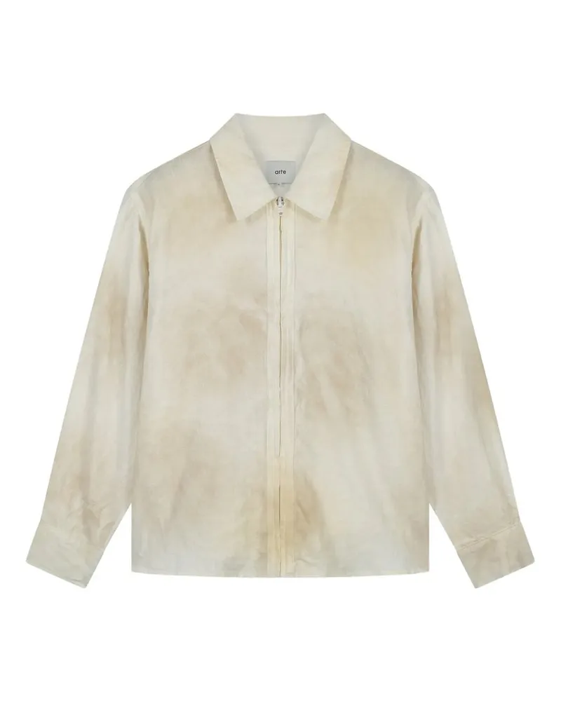 Arte Antwerp Dusty Linen Zip Shirt Beige