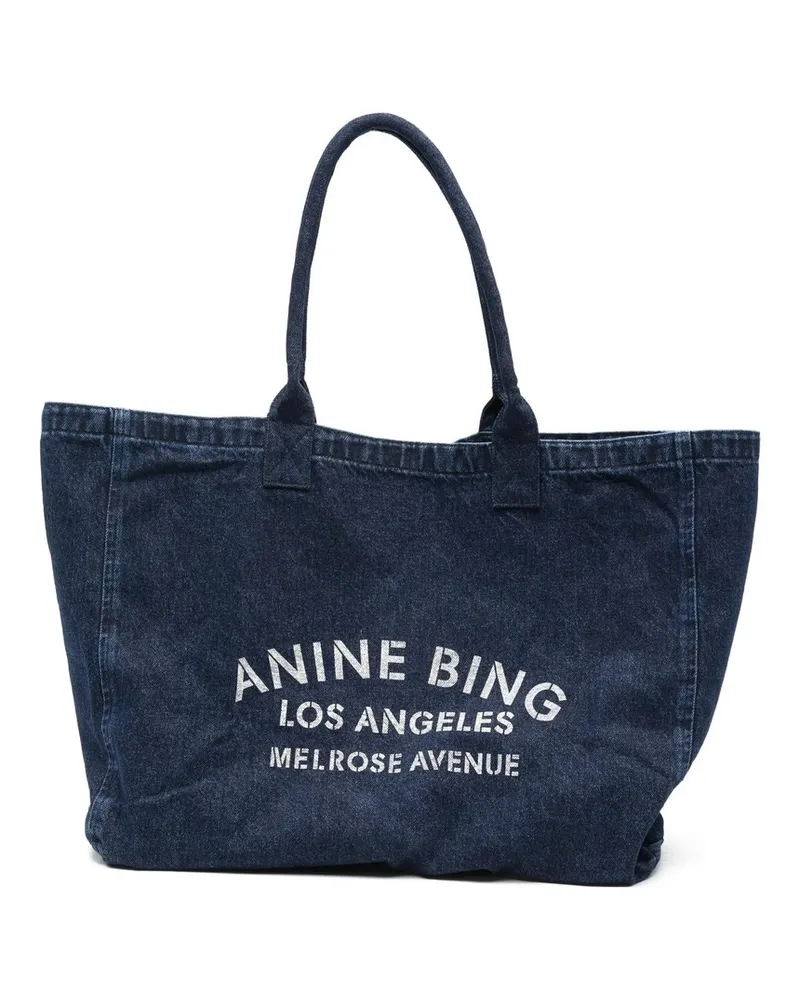 Anine Bing Leo Denim Tote - Ink Blue Blau