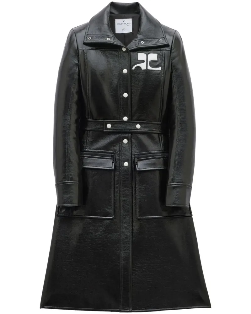 Courrèges Reedition Vinyl Trench Coat Schwarz