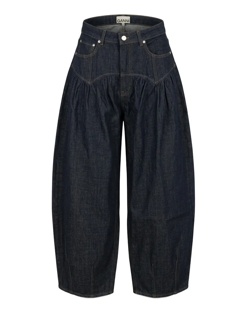 Ganni Slub Denim Corset Jeans Blau