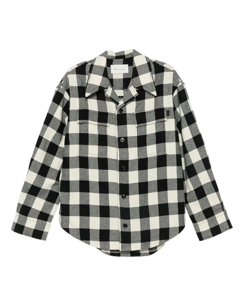 AMI Paris Wide Camp Collar Overshirt With Long Sleeves And Patch Pockets Weiß