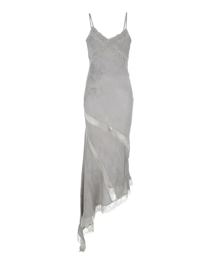 ANDAMANE Rosetta - Asymmetric Lace Slip Dress Grau