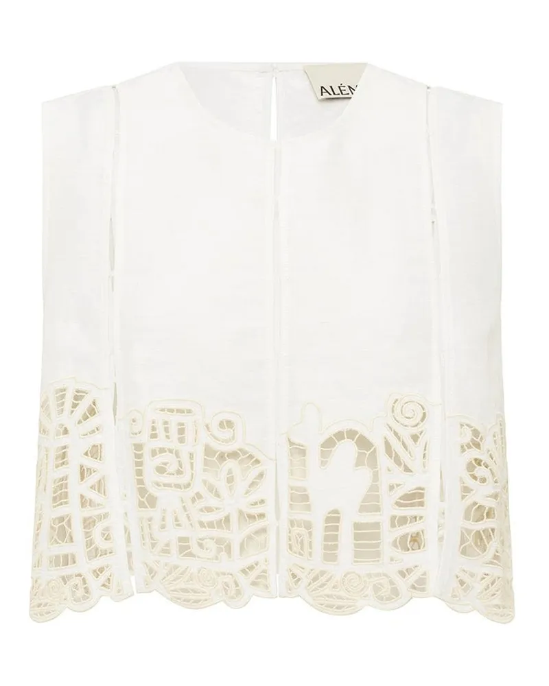 ALEMAIS Rosemary Embroidered Top Beige