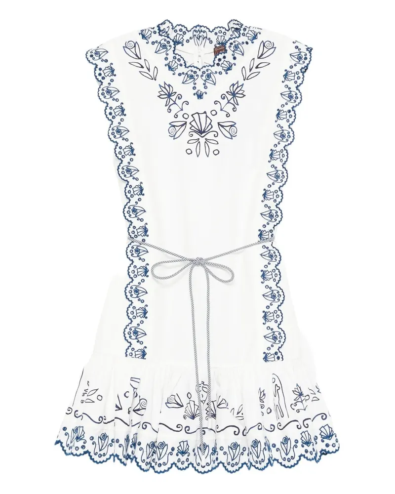 ALEMAIS Leela Embroidered Mini Dress Beige