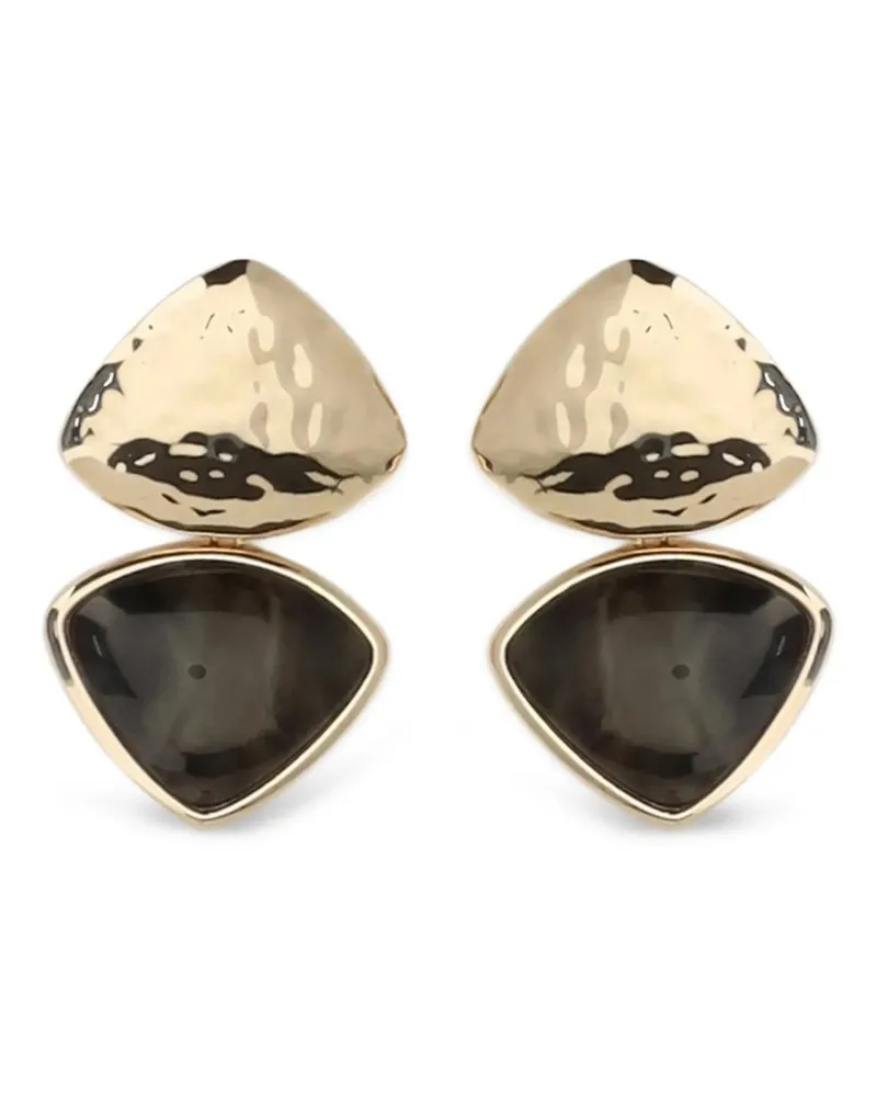 Self-Portrait Mottled Gold Brown Enamel Earring Gold