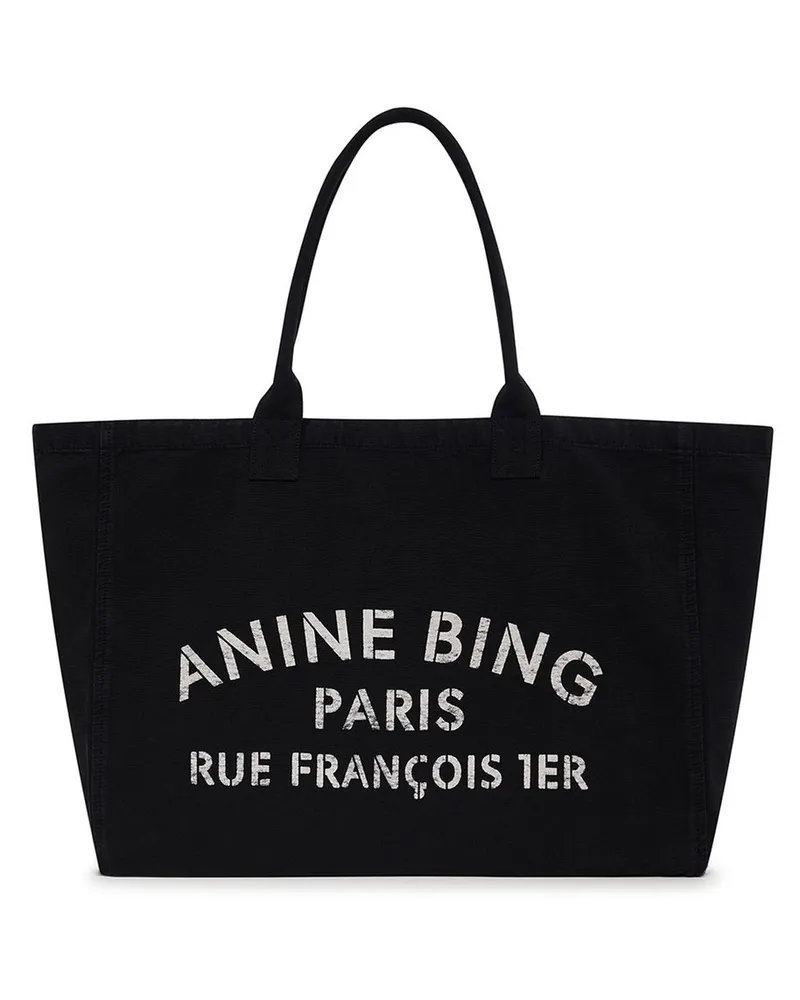 Anine Bing Leo Canvas Tote - Black Schwarz