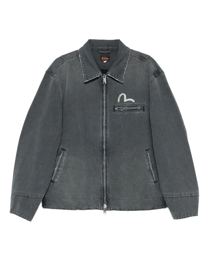 Evisu Ej, Distressed Effect Zip Jacket Blau