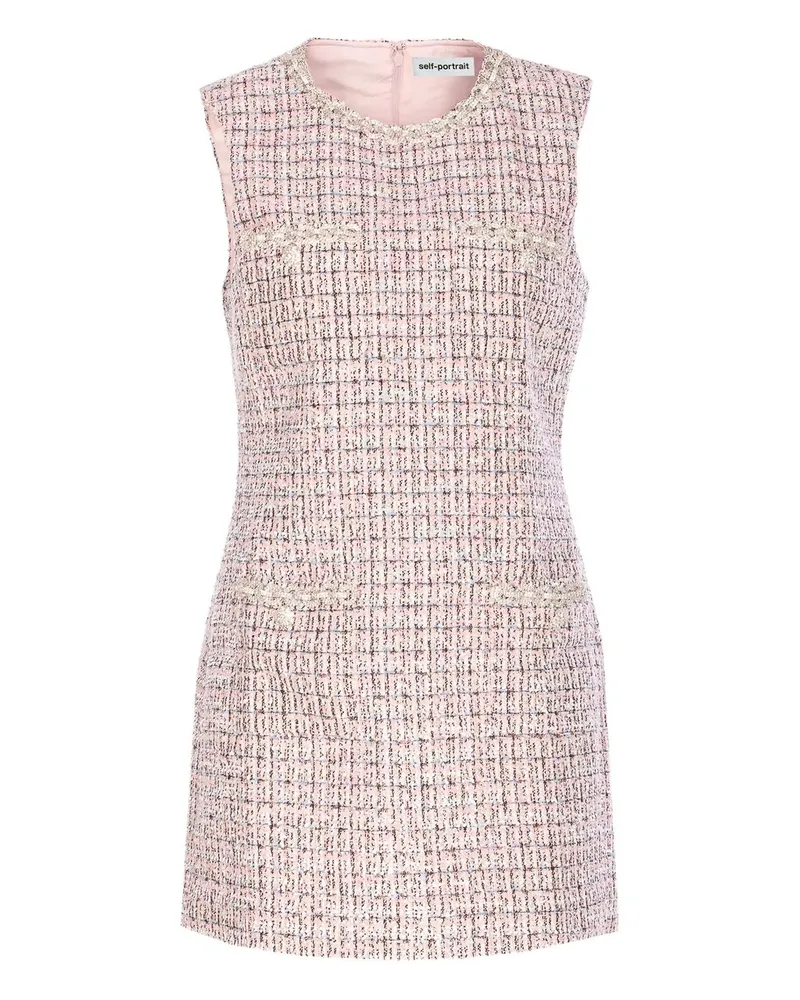 Self-Portrait Pink Boucle Sleeveless Mini Dress Rose