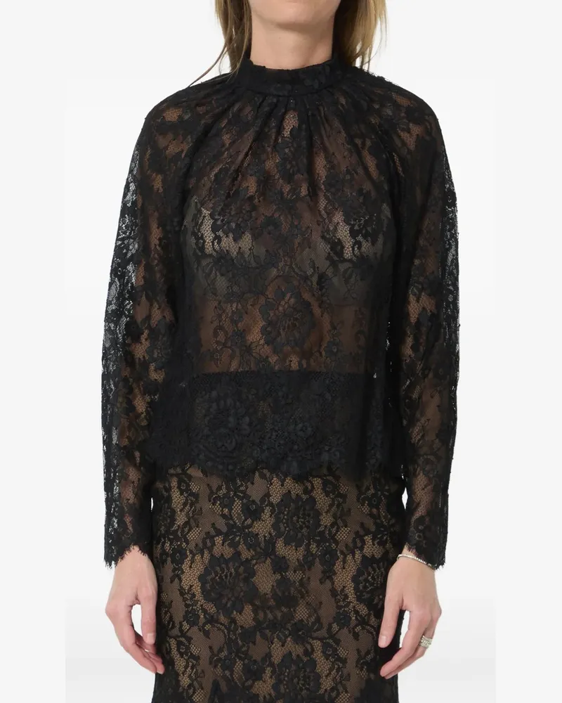 Self-Portrait Black Lace Blouse Schwarz