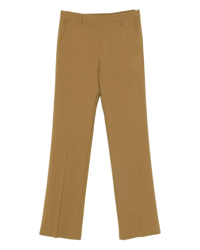 forte_forte Wool Viscose Twill Regular Waist Pants Beige
