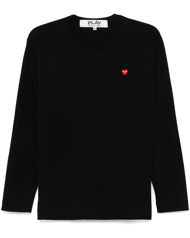 Comme des Garçons u T-shirt Small Red Emblem Knit Schwarz