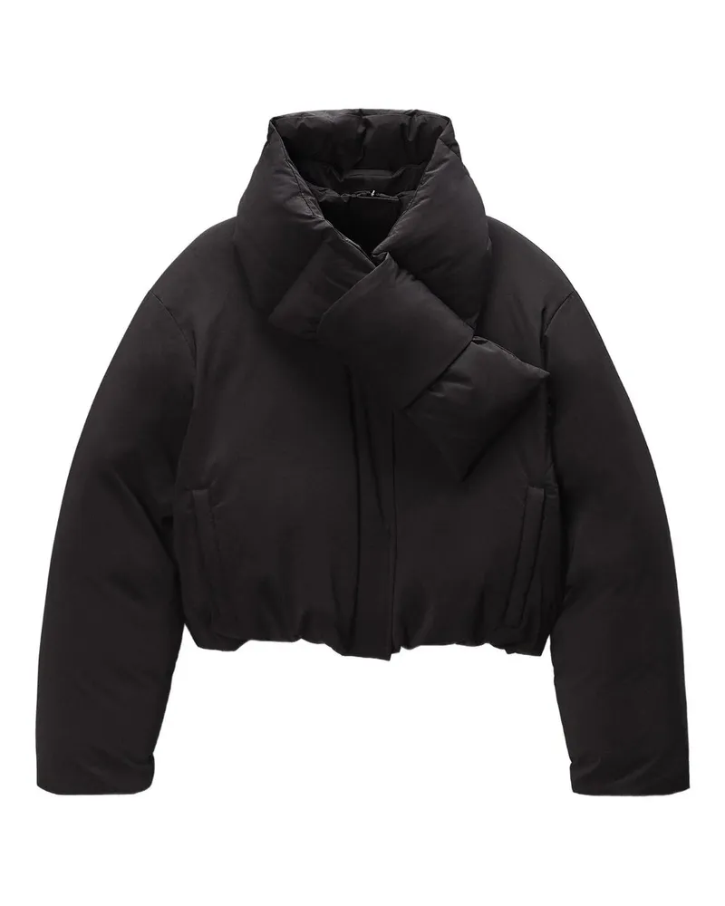 Alexander Wang Cropped Puffer w/ Removable Scarf Schwarz