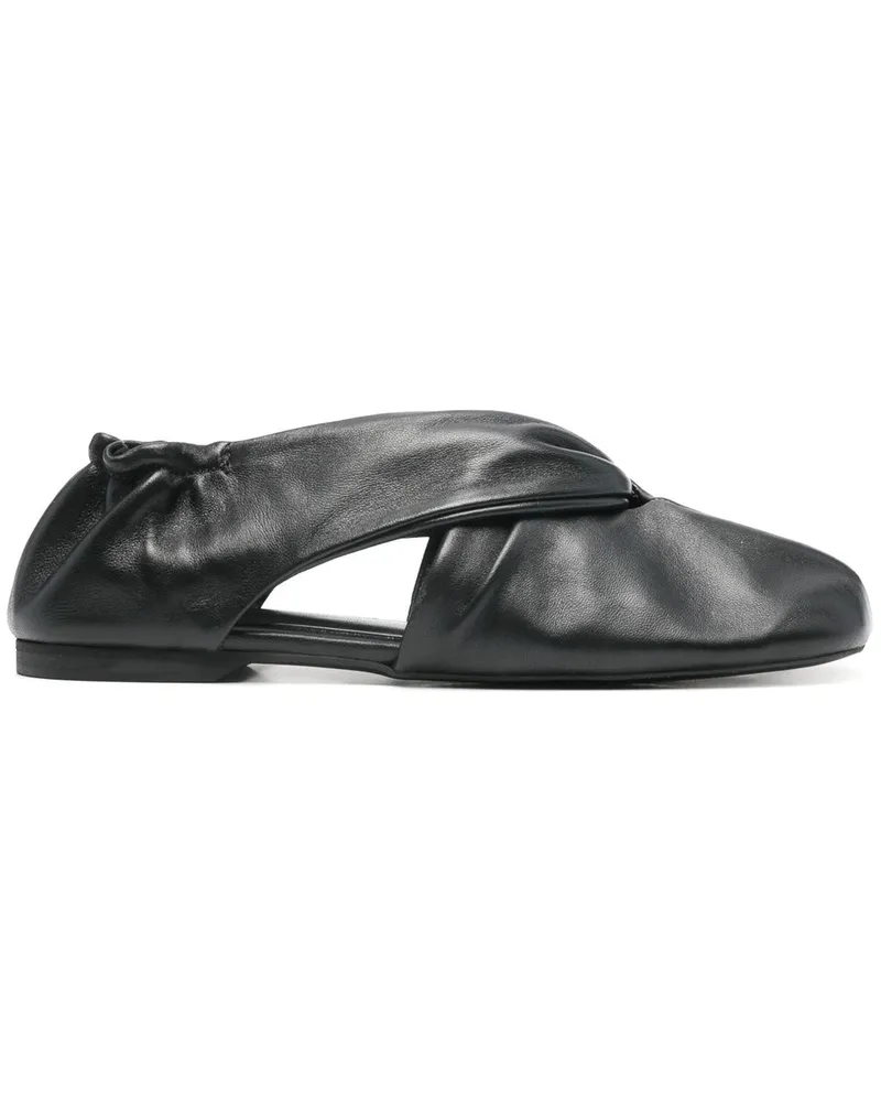Alohas Alaula Black Leather Ballet Flats Schwarz