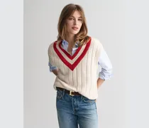 Damen Kontrast Pullunder mit V-Ausschnitt