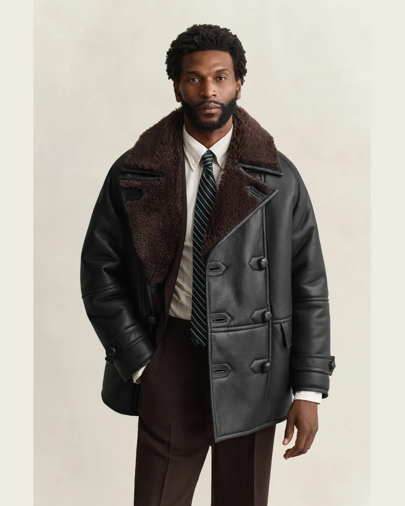 Gant Herren Caban aus Shearling Schwarz Schwarz