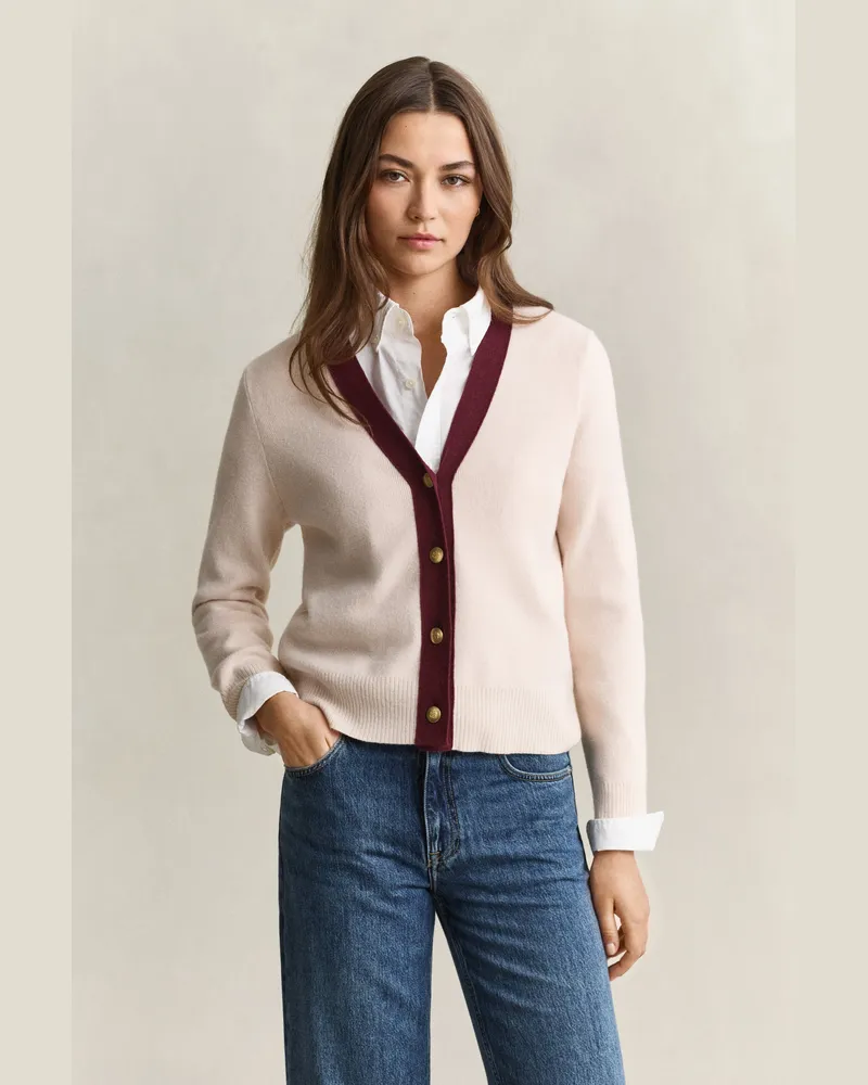 Gant Damen Cardigan mit Kontrastdetails REFINED Rosa Refined