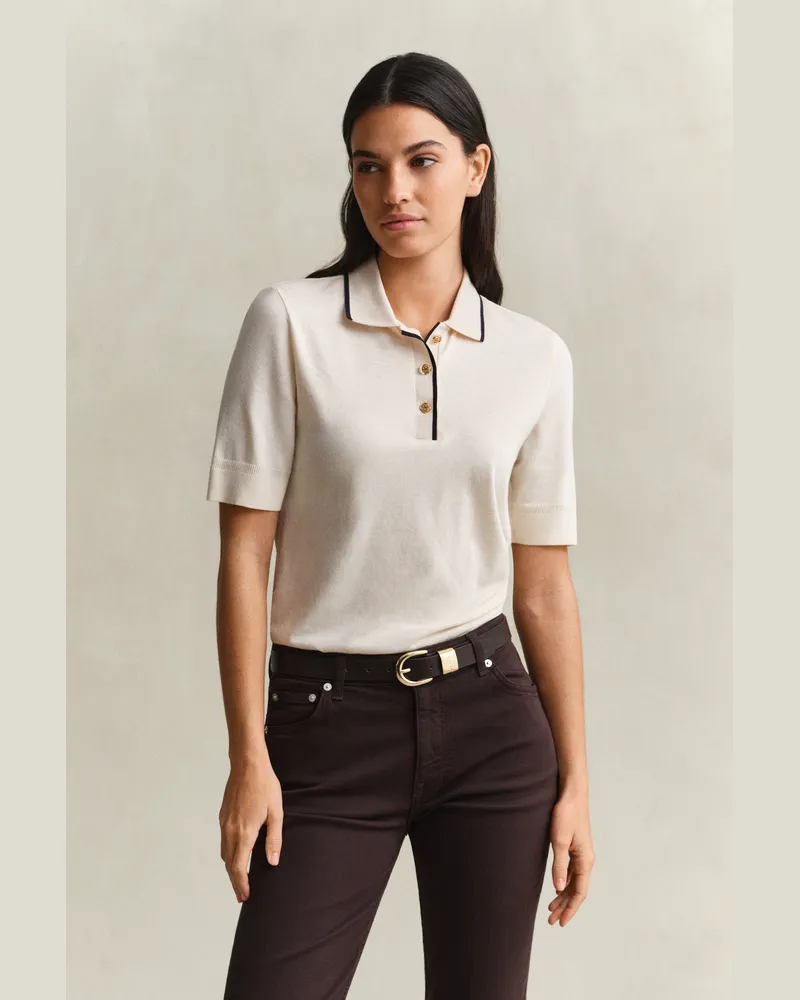 Gant Damen Nahtloses Poloshirt CREAM Cream