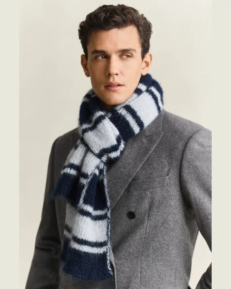 Gant Herren Gestreifter Mohair-Schal EVENING Blau Evening