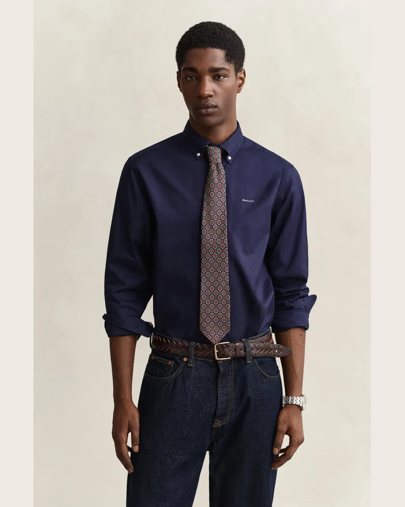 Gant Herren Regular Fit Pinpoint Oxford-Hemd MARINE Marine